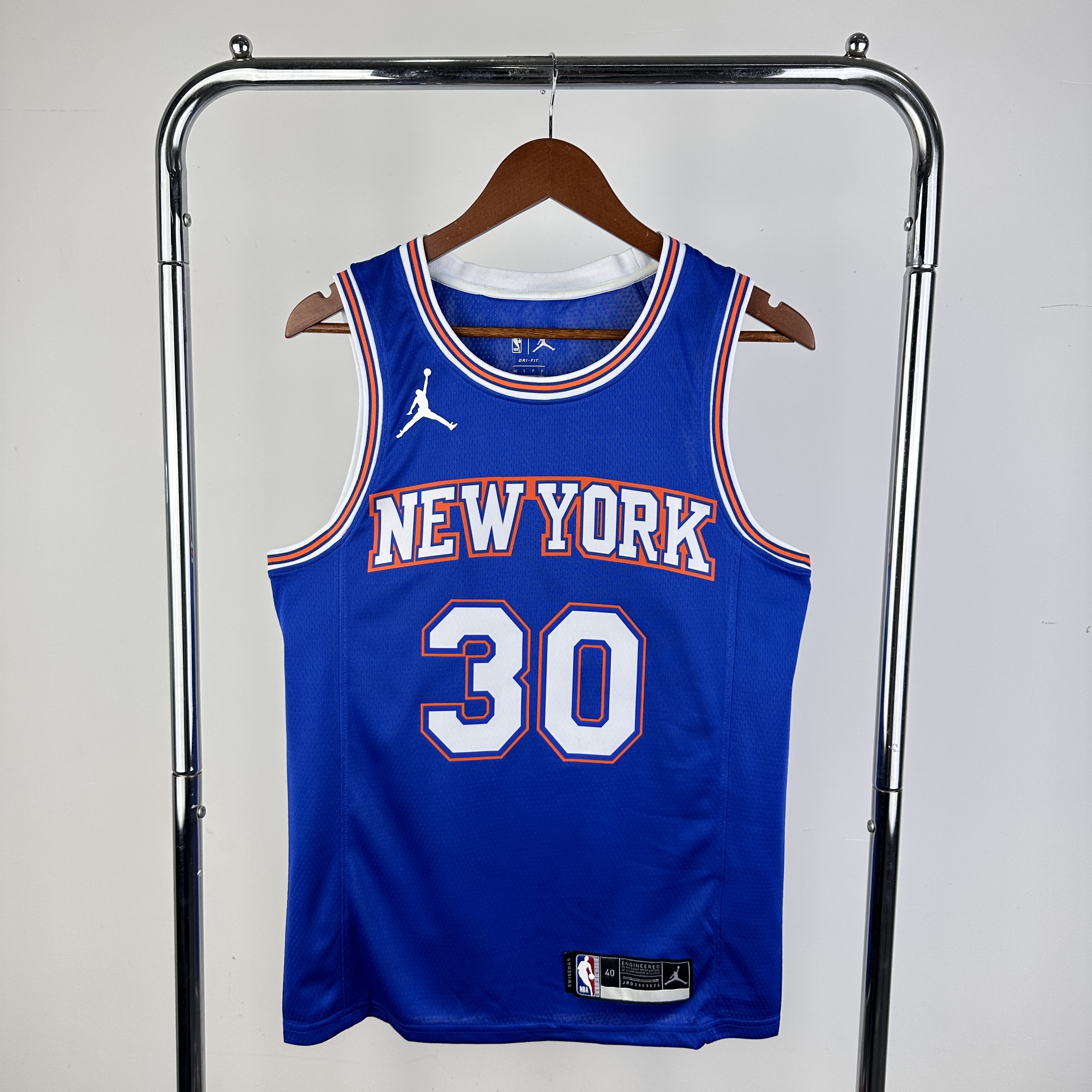 Men New York Knicks 30 Randle Blue 2024 NBA Jersey
